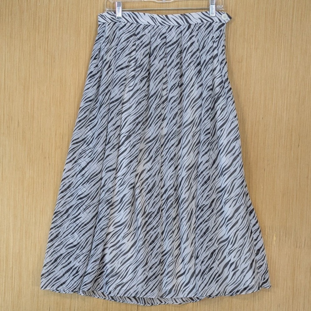 Who What Wear Y2K Zebra Print Pleated Midi Skirt Black White Womens 8 High Waist